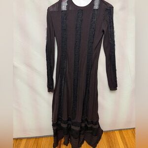 Ulla Johnson Black and Brown Long Sleeve Dress